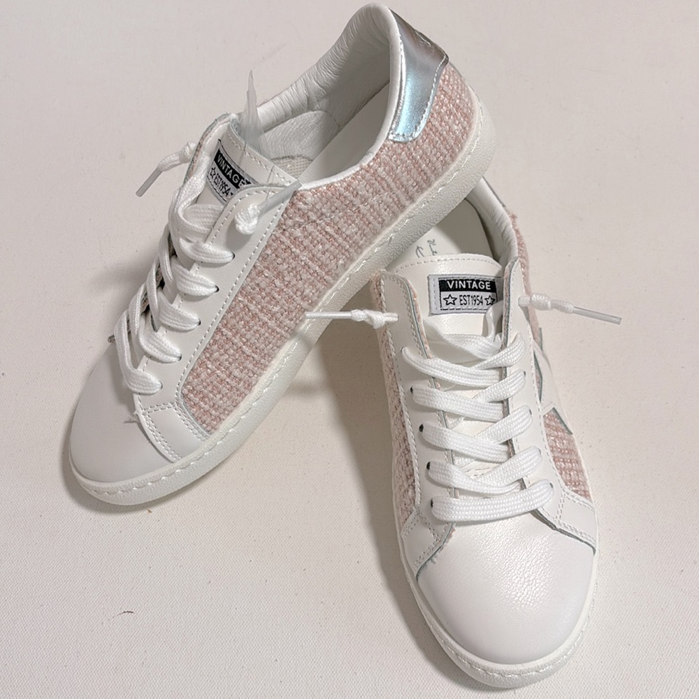 New Vintage Havana CARLA PINK TWEED FASHION SNEAKER in pink/white - Picture 6 of 9